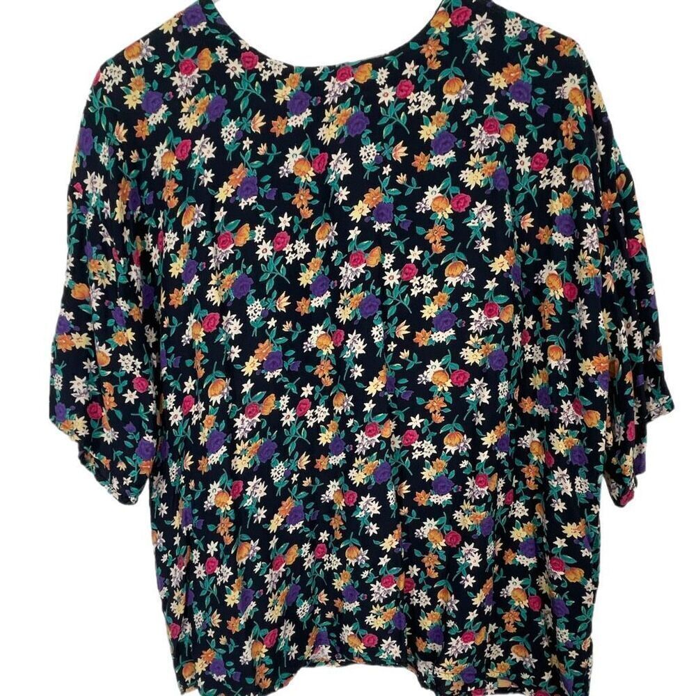 Vintage Lee David Collection size large oversized boxie floral top